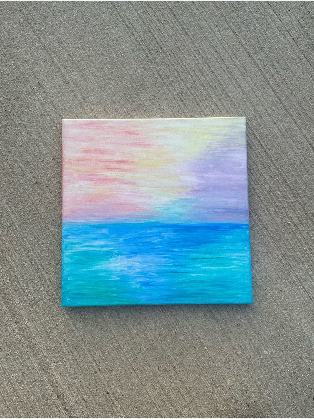 Abstract Ocean Sunset Canvas Wall Art Blue & Pastel Original Artwork by Cena - Picture 6 of 10